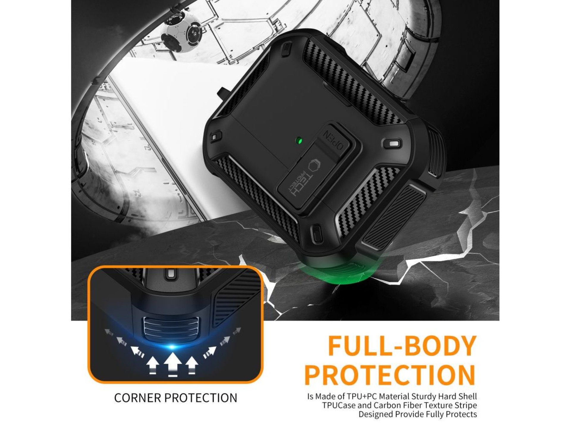 Capa Tech-Protect Carbonox MagSafe para AirPods Pro - preta