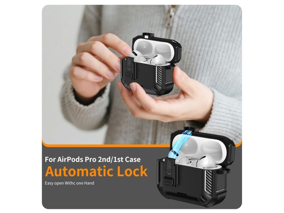 Capa Tech-Protect Carbonox MagSafe para AirPods Pro - preta
