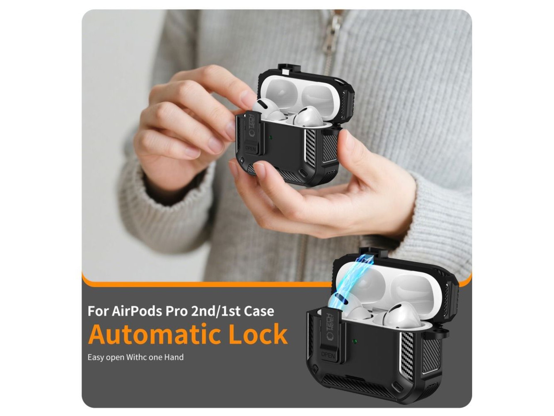 Capa Tech-Protect Carbonox MagSafe para AirPods Pro - preta