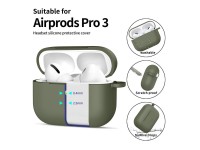 Funda protectora de silicona Tech-Protect con gancho para AirPods Pro - Oliva Funda protectora de silicona Tech-Protect con gancho para AirPods Pro - Oliva