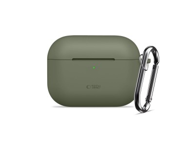 Funda protectora de silicona Tech-Protect con gancho para AirPods Pro - Oliva