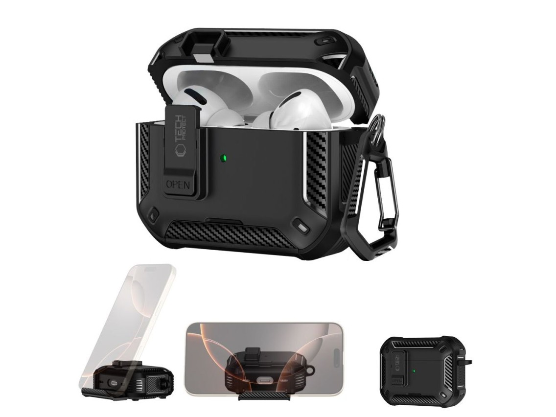 Capa Tech-Protect Carbonox MagSafe para AirPods Pro - preta