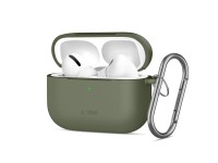 Funda protectora de silicona Tech-Protect con gancho para AirPods Pro - Oliva