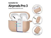 Capa de silicone com gancho Tech-Protect para AirPods Pro - Bege Capa de silicone com gancho Tech-Protect para AirPods Pro - Bege