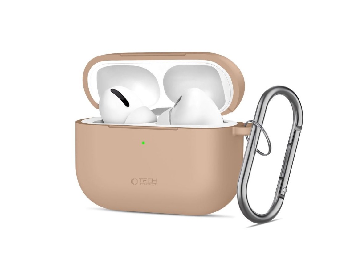 Capa de silicone com gancho Tech-Protect para AirPods Pro - Bege