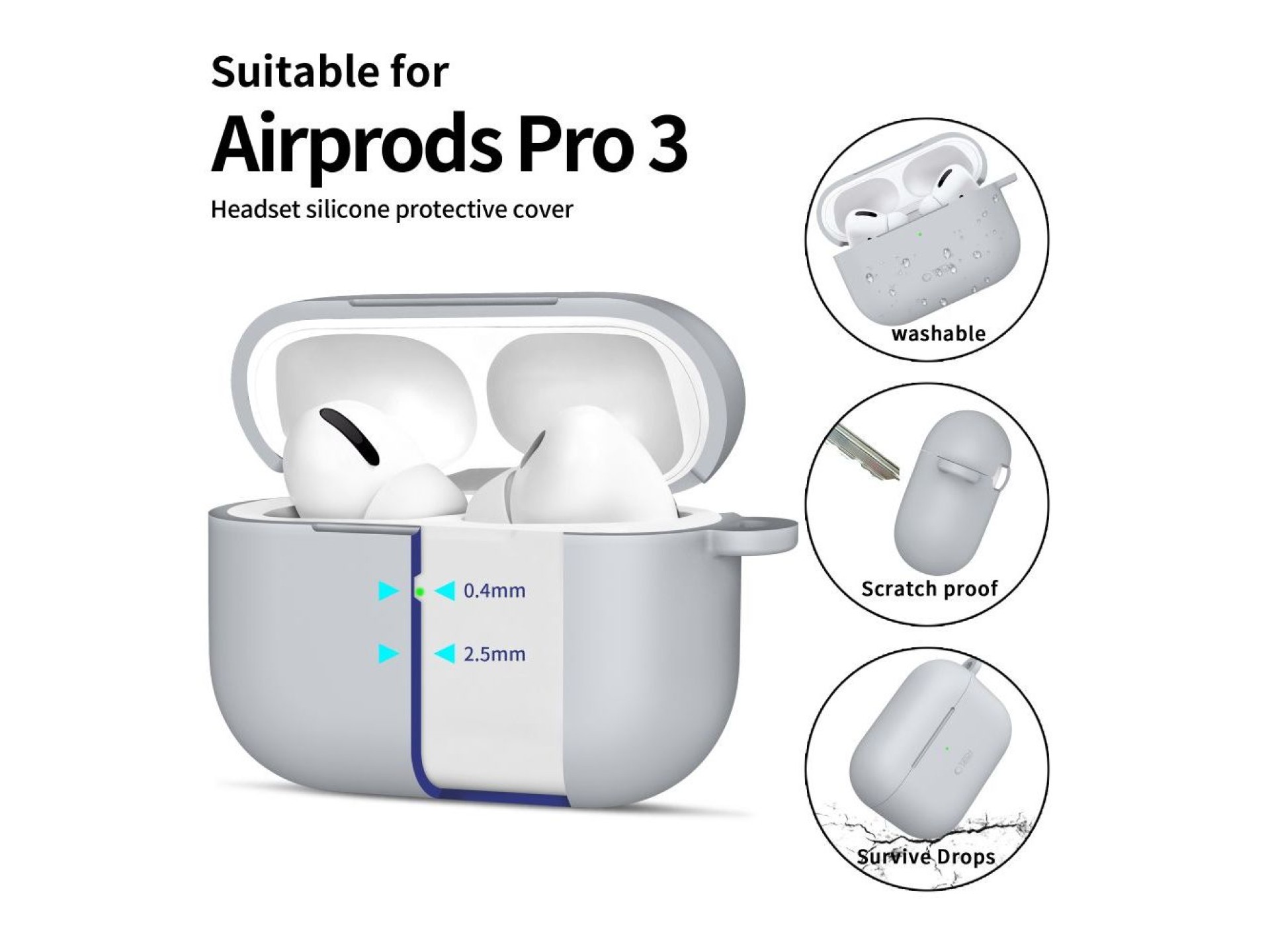 Tech-Protect Silicone Hook Case for AirPods Pro - Gray