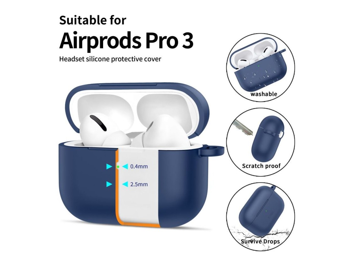 Capa de silicone Tech-Protect com gancho para AirPods Pro - Azul Marinho