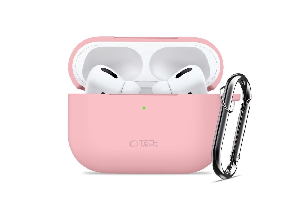 Funda protectora de silicona Tech-Protect con gancho para AirPods Pro - Rosa