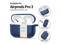 Capa de silicone Tech-Protect com gancho para AirPods Pro - Azul Marinho Capa de silicone Tech-Protect com gancho para AirPods Pro - Azul Marinho