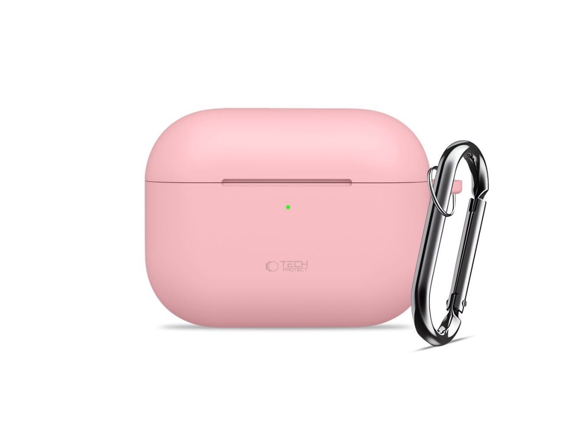 Funda protectora de silicona Tech-Protect con gancho para AirPods Pro - Rosa