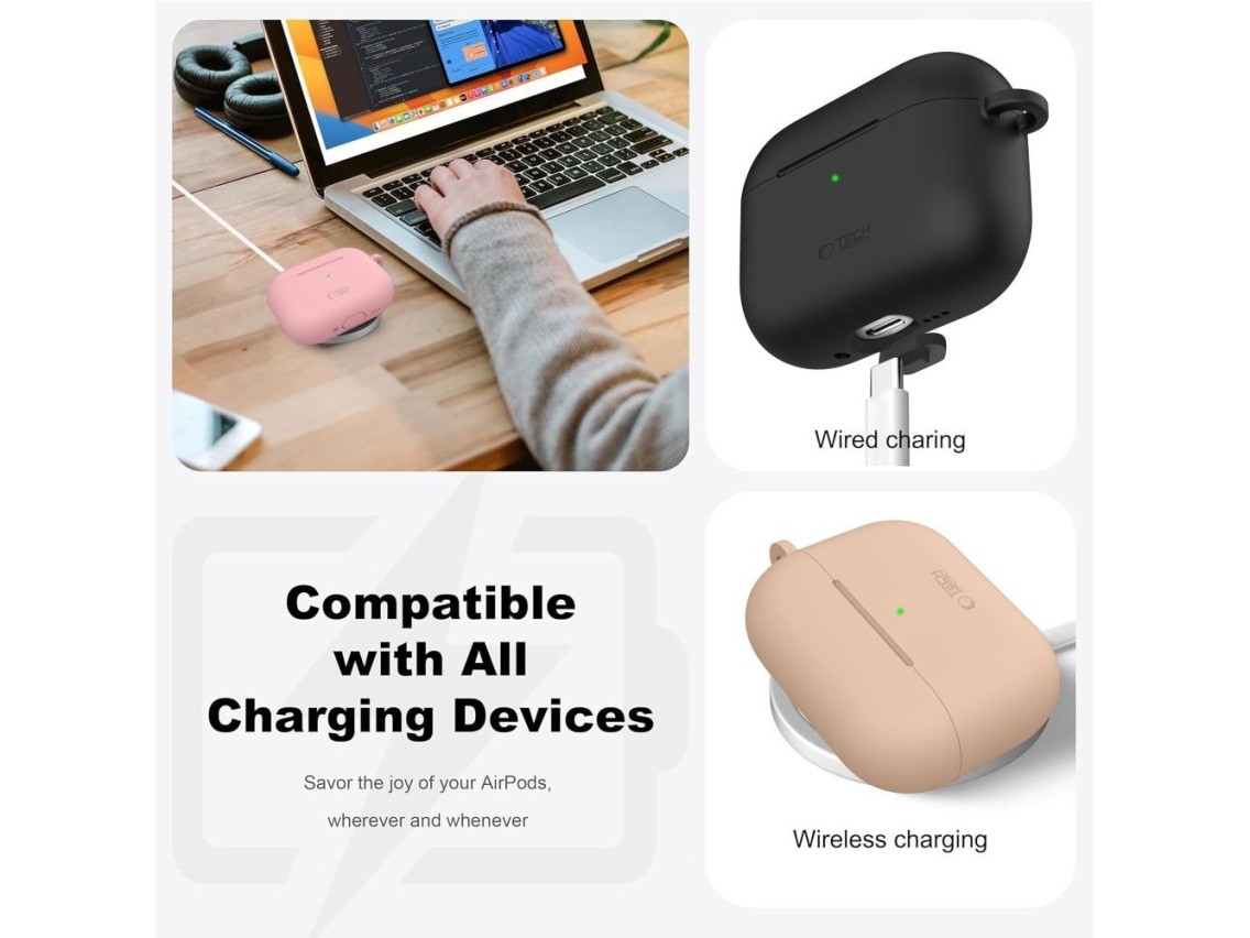 Tech-Protect Silicone Hook Case for AirPods Pro - Purple