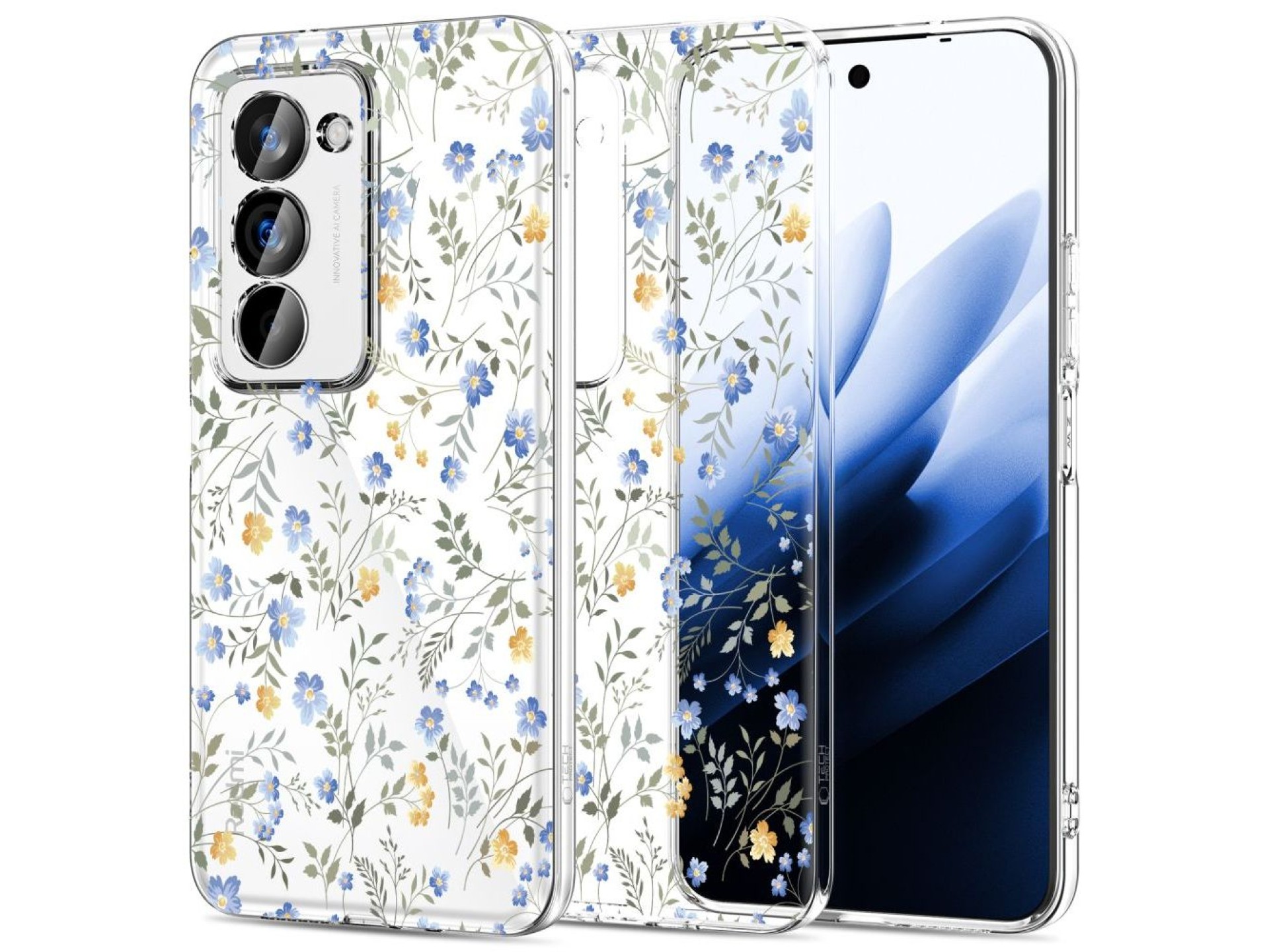 Capa Tech-Protect FlexAir para Xiaomi Redmi 15 4G/5G - Margaridas com Folhas