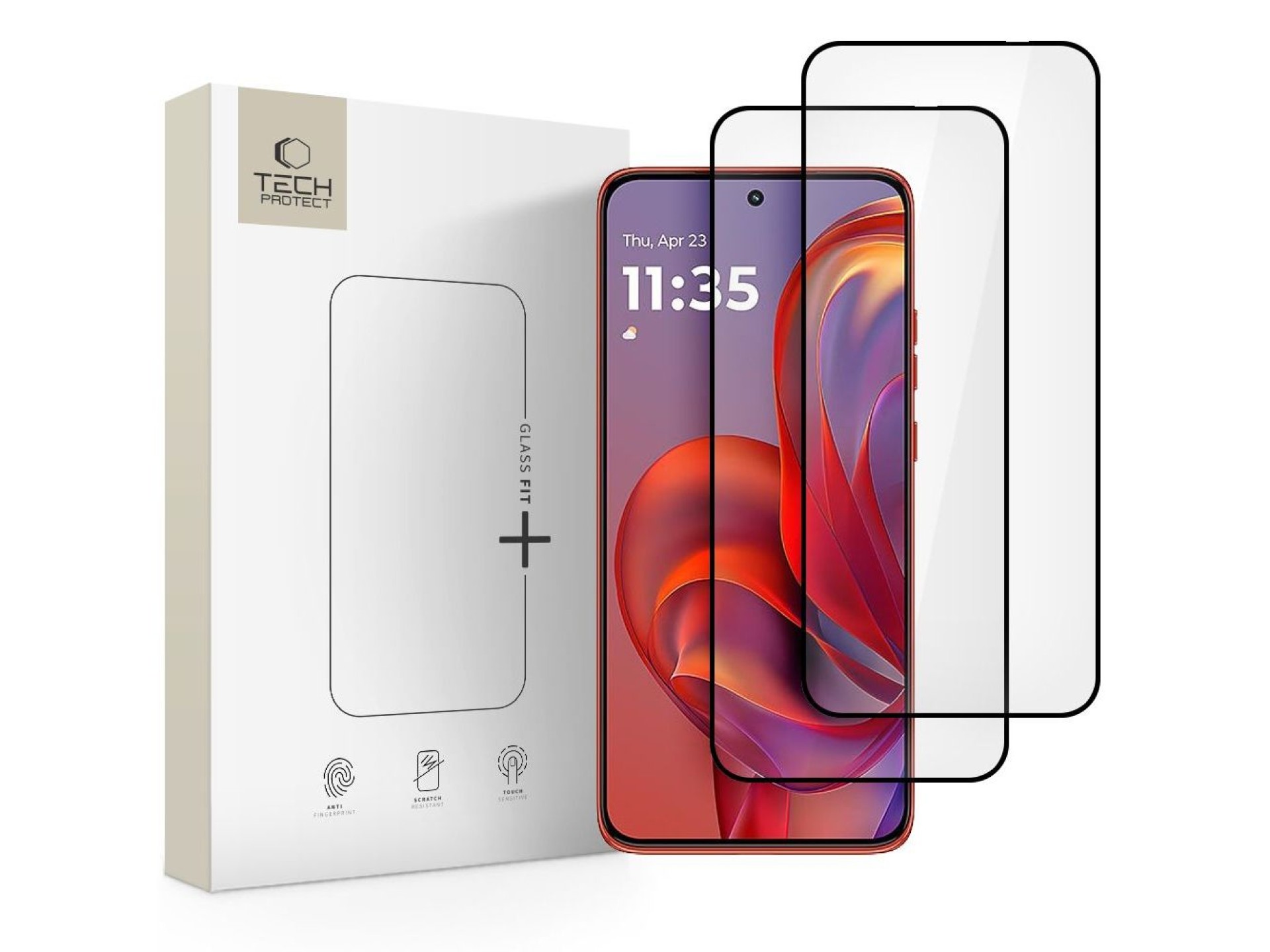 Kit com 2 películas de vidro temperado Tech-Protect Glass Fit+ para Motorola Edge 50 Neo / 60 Neo -