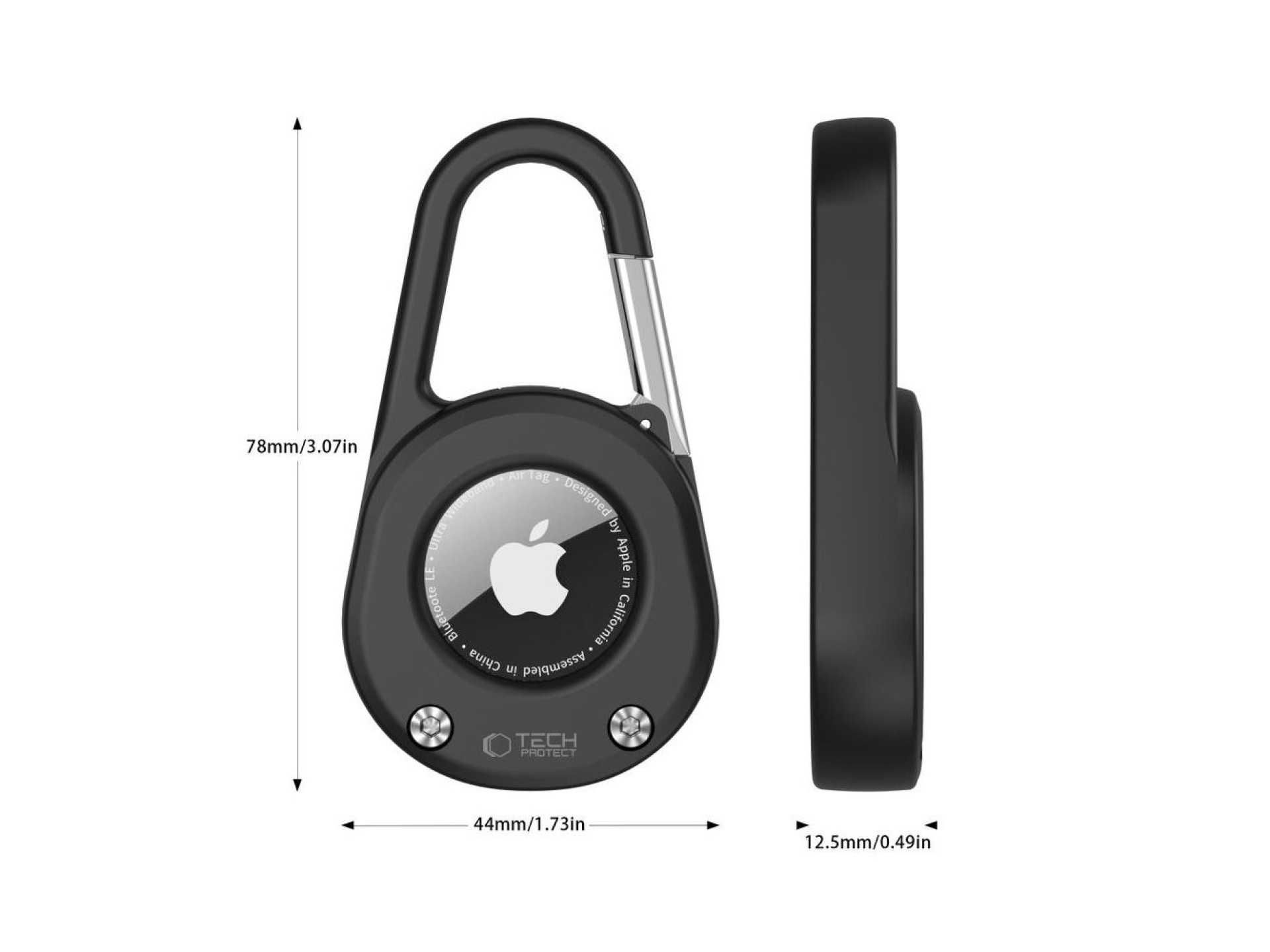 Tech-Protect Slidelock Carabiner Keychain Case for Apple AirTag 1/2 - Black