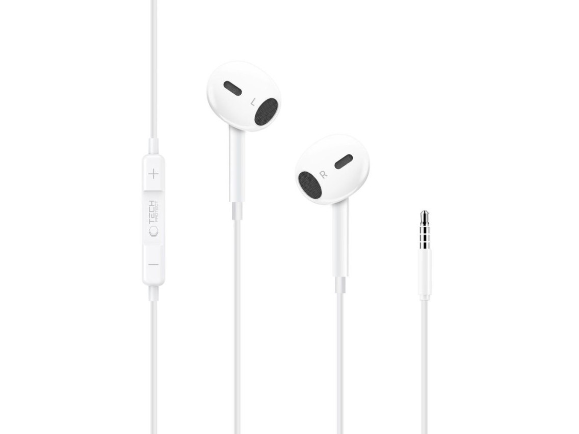 Fones de ouvido Tech-Protect Ultraboost Core G2 Mini Jack - Branco