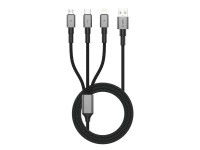 Cabo Tech-Protect UltraBoost DNA 3 em 1 USB-C / Micro-USB / Lightning de 120 cm - cinza