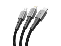 Cabo Tech-Protect UltraBoost DNA 3 em 1 USB-C / Micro-USB / Lightning de 120 cm - cinza Cabo Tech-Protect UltraBoost DNA 3 em 1 USB-C / Micro-USB / Lightning de 120 cm - cinza