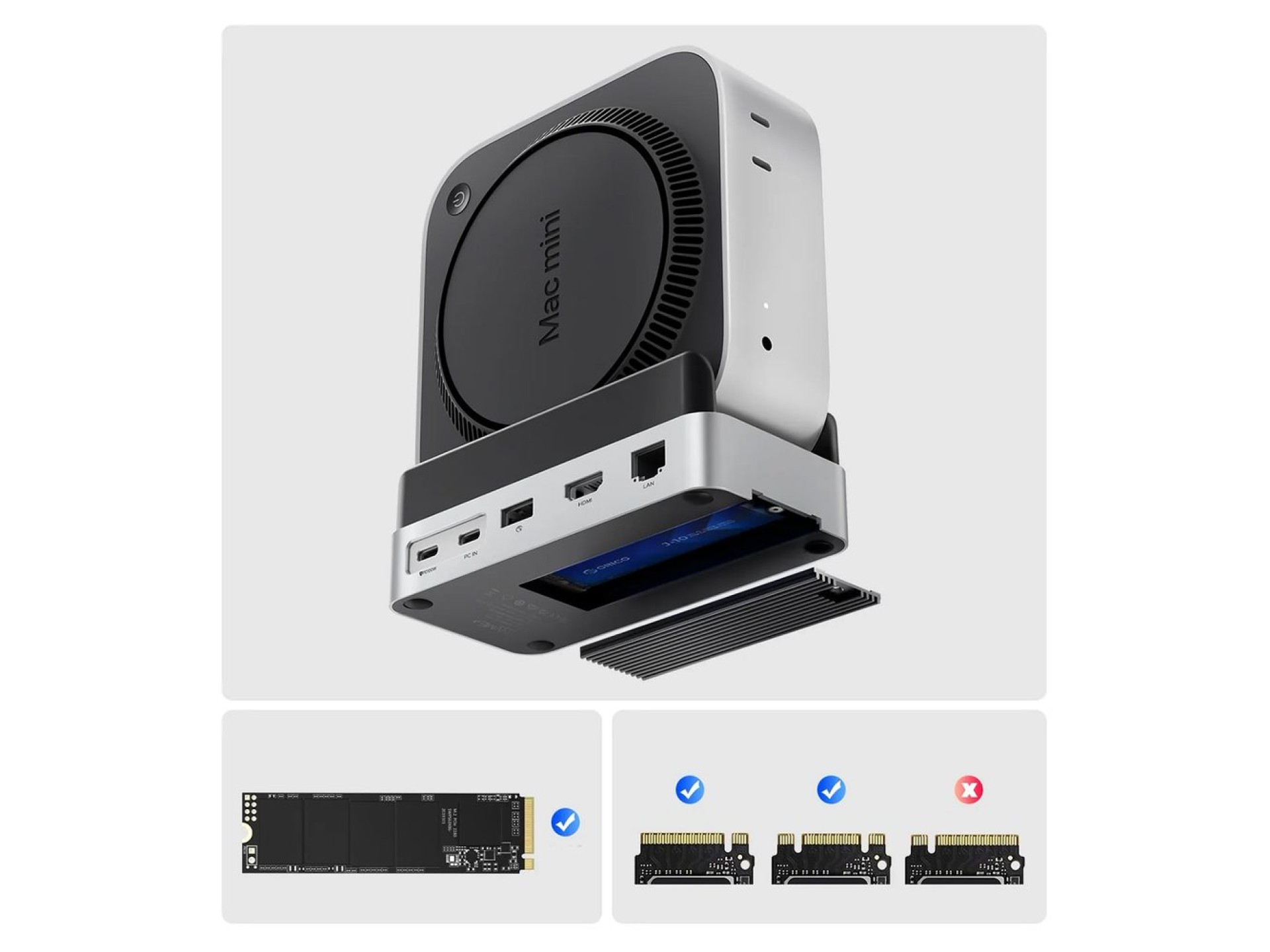 Orico MiniDock 10-in-1 Docking Station with SSD Hard Drive Bay - Silver