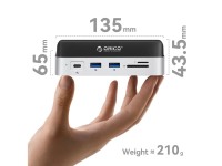 Orico MiniDock 10-in-1 Docking Station with SSD Hard Drive Bay - Silver Orico MiniDock 10-in-1 Docking Station with SSD Hard Drive Bay - Silver