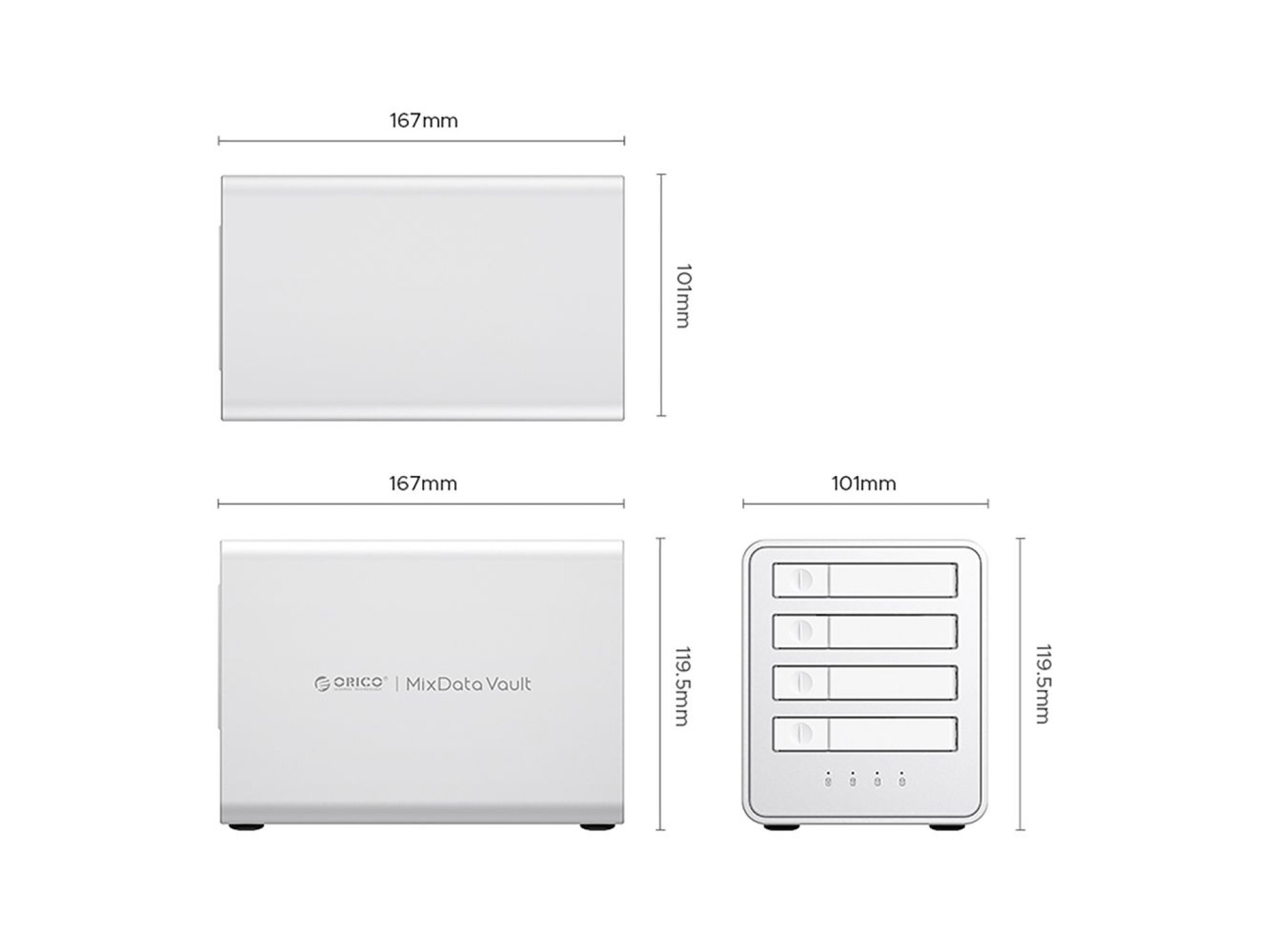 Orico 8848U4 DAS Series 4-Bay M.2 NVMe SSD Disk Array - White