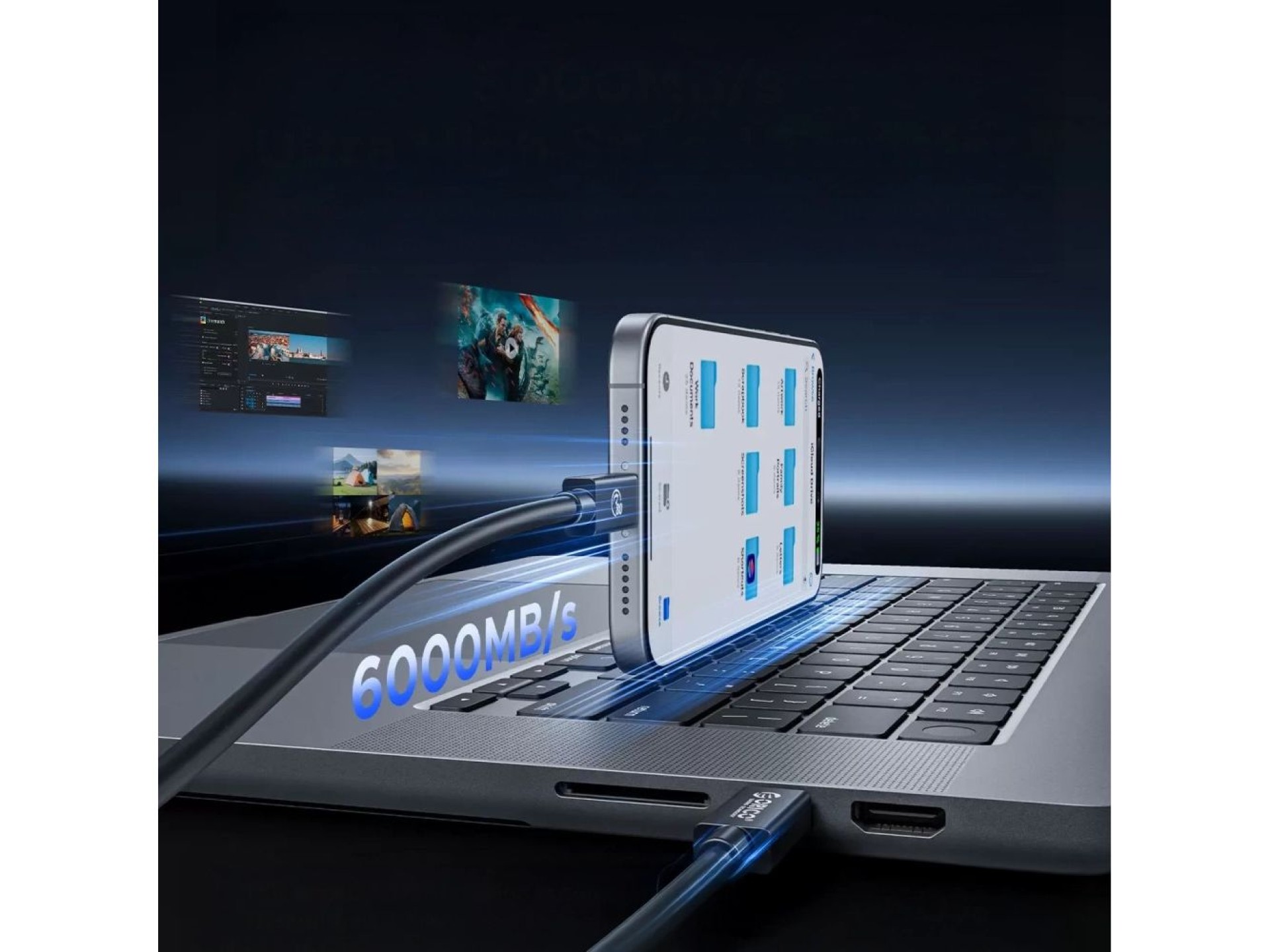 Cabo Orico USB4 Thunderbolt5 80Gbps 240W USB-C para USB-C 1m - Preto