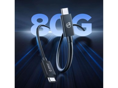Cable Orico USB4 Thunderbolt5 80 Gbps 240 W USB-C a USB-C 1 m - Negro