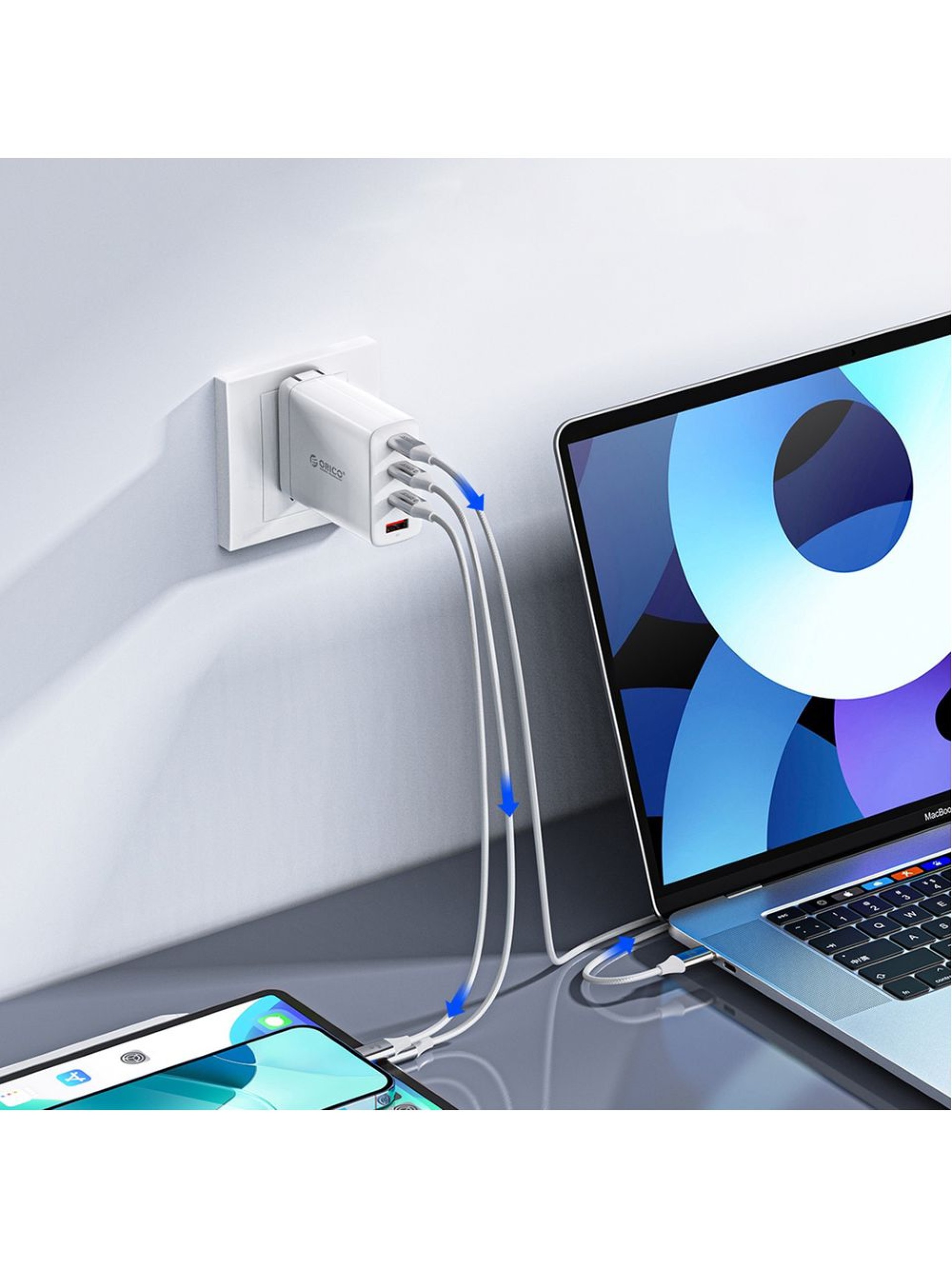 Orico CDX 100W 5A Power Delivery USB-C - Cabo USB-C de 1m - Branco