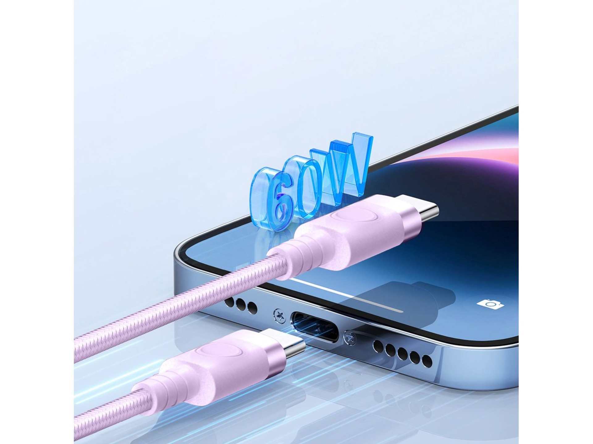 Orico CDX 60W 3A Power Delivery USB-C - Cable USB-C de 1 m - Morado