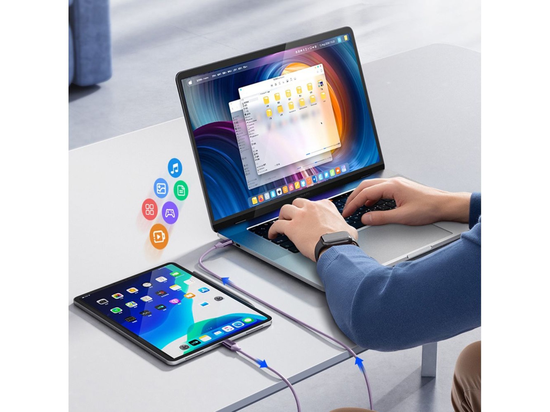 Orico CDX 60W 3A Power Delivery USB-C - Cable USB-C de 1 m - Morado