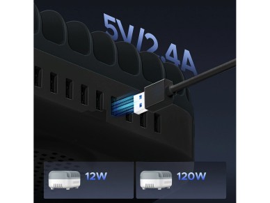 Estaci�n de carga inteligente Orico DUK-10P-V1 con 10 puertos USB-A - Negra