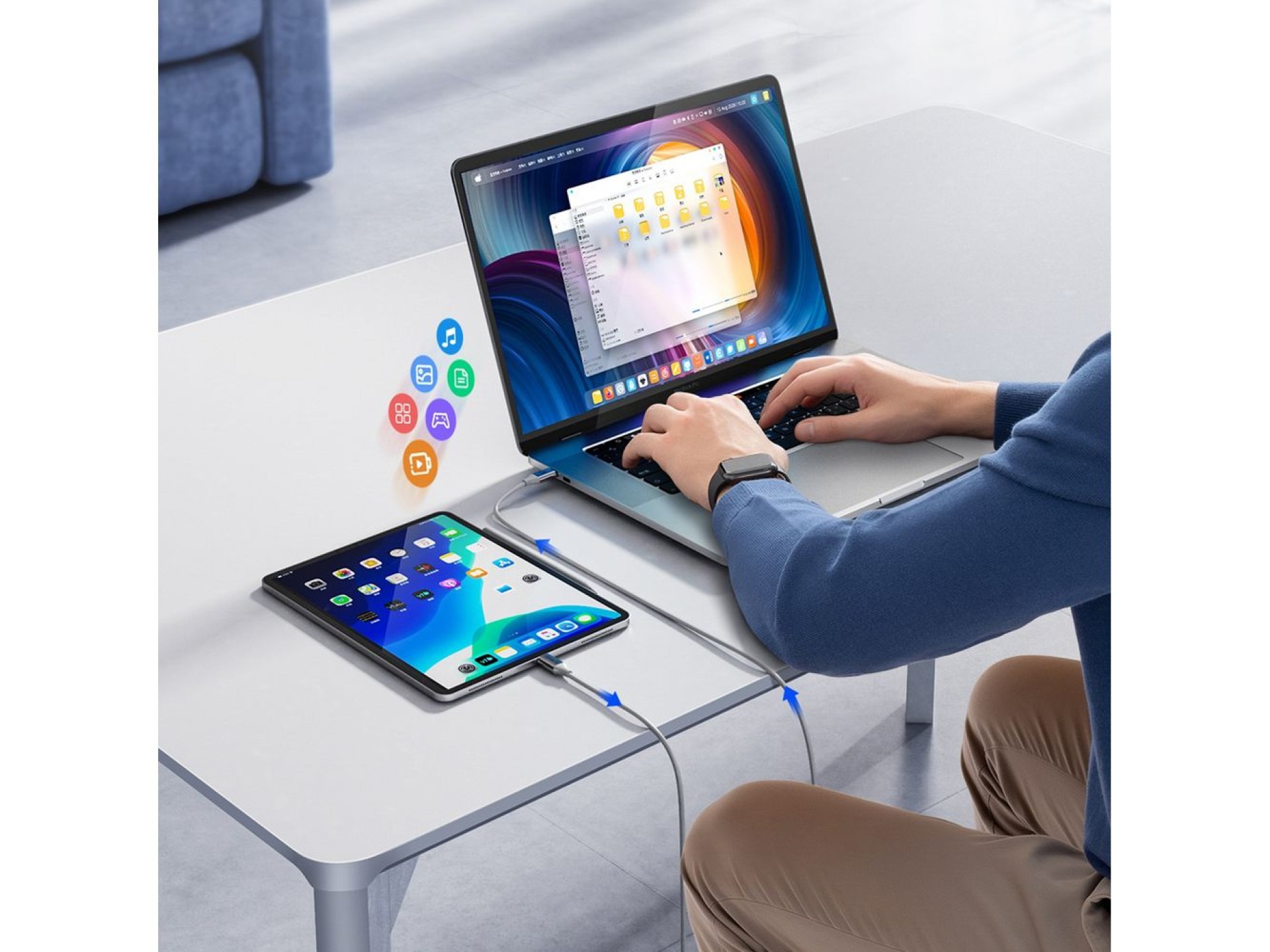 Orico CDX 60W 3A Power Delivery USB-C - Cable USB-C de 1 m - Blanco