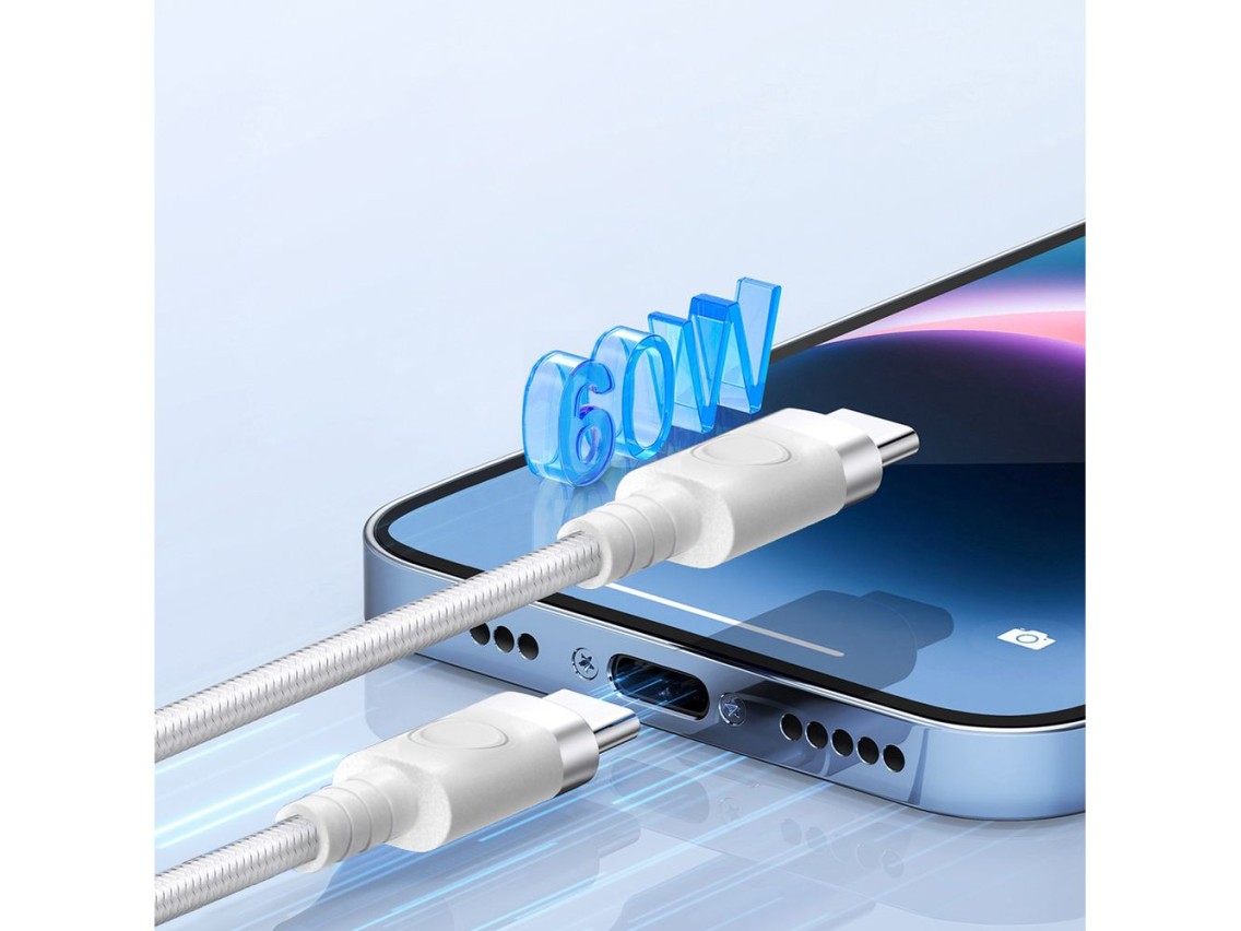 Orico CDX 60W 3A Power Delivery USB-C - Cable USB-C de 1 m - Blanco