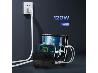 Estaci�n de carga inteligente Orico DUK-10P-V1 con 10 puertos USB-A - Negra