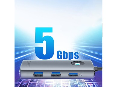 Orico PW11-5P USB-C Hub Docking Station 1x USB-A 3.0 + 2x USB-A 2.0 + 1x USB-C PD + 1x HDMI - Gray