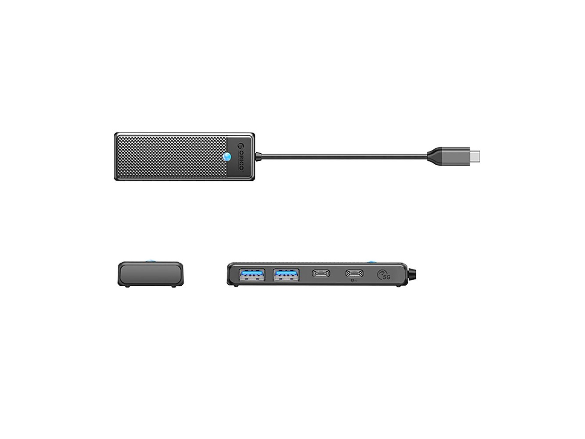 Hub USB-C Orico PAPW2AC-C3, estação de acoplamento com 2 portas USB-A 3.0 e 2 portas USB-C 3.0 - pre