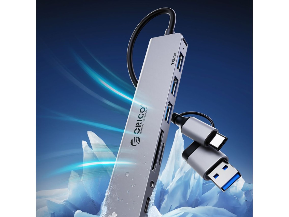 Estación de acoplamiento Orico YSB4-U2 USB-A/USB-C con 2 puertos USB-A 2.0, 1 puerto USB-A 3.0, 1 pu