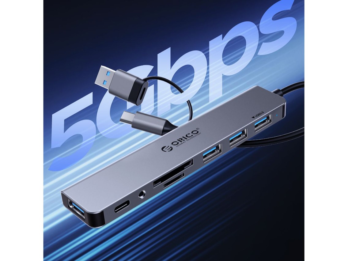 Estación de acoplamiento Orico YSB4-U2 USB-A/USB-C con 2 puertos USB-A 2.0, 1 puerto USB-A 3.0, 1 pu