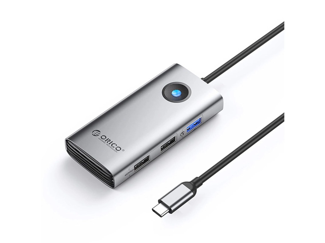 Estación de acoplamiento Orico PW11-5P con concentrador USB-C: 1 puerto USB-A 3.0 + 2 puertos USB-A