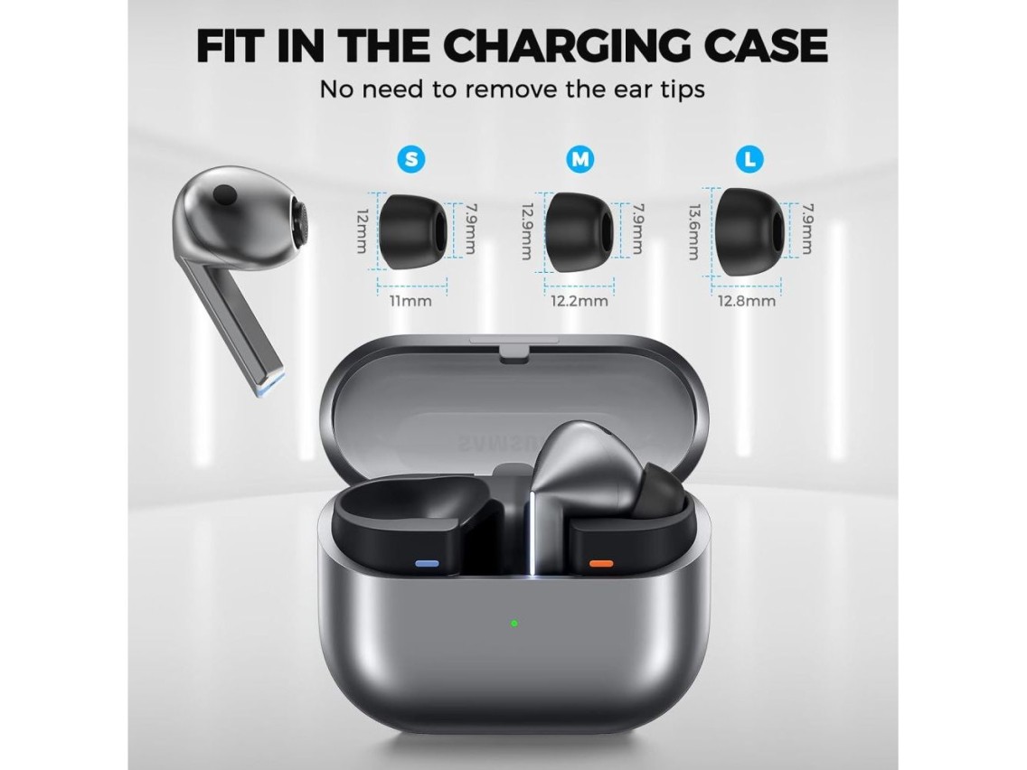 Almohadillas Tech-Protect para auriculares Samsung Galaxy Buds 3 Pro en tamaños S / M / L - negras (