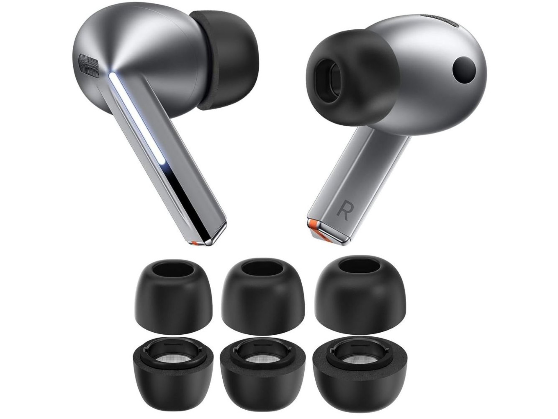 Almohadillas Tech-Protect para auriculares Samsung Galaxy Buds 3 Pro en tamaños S / M / L - negras (