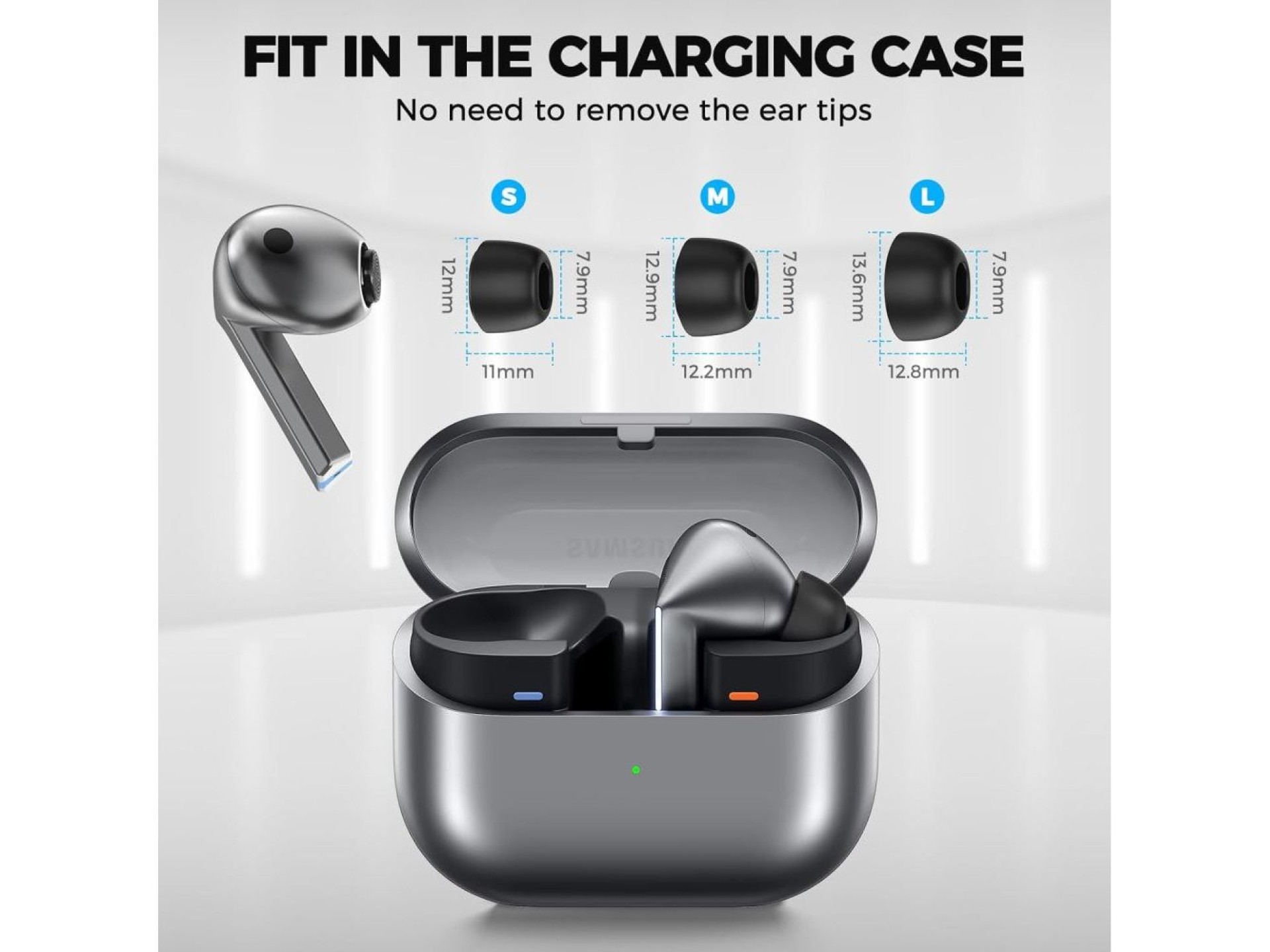 Almohadillas Tech-Protect para auriculares Samsung Galaxy Buds 3 Pro en tamaños S / M / L - negras (
