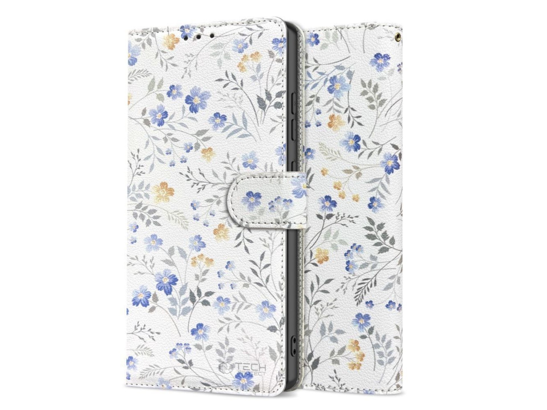 Capa carteira Tech-Protect para Samsung Galaxy A26 5G / A17 4G / 5G - Margaridas com folhas