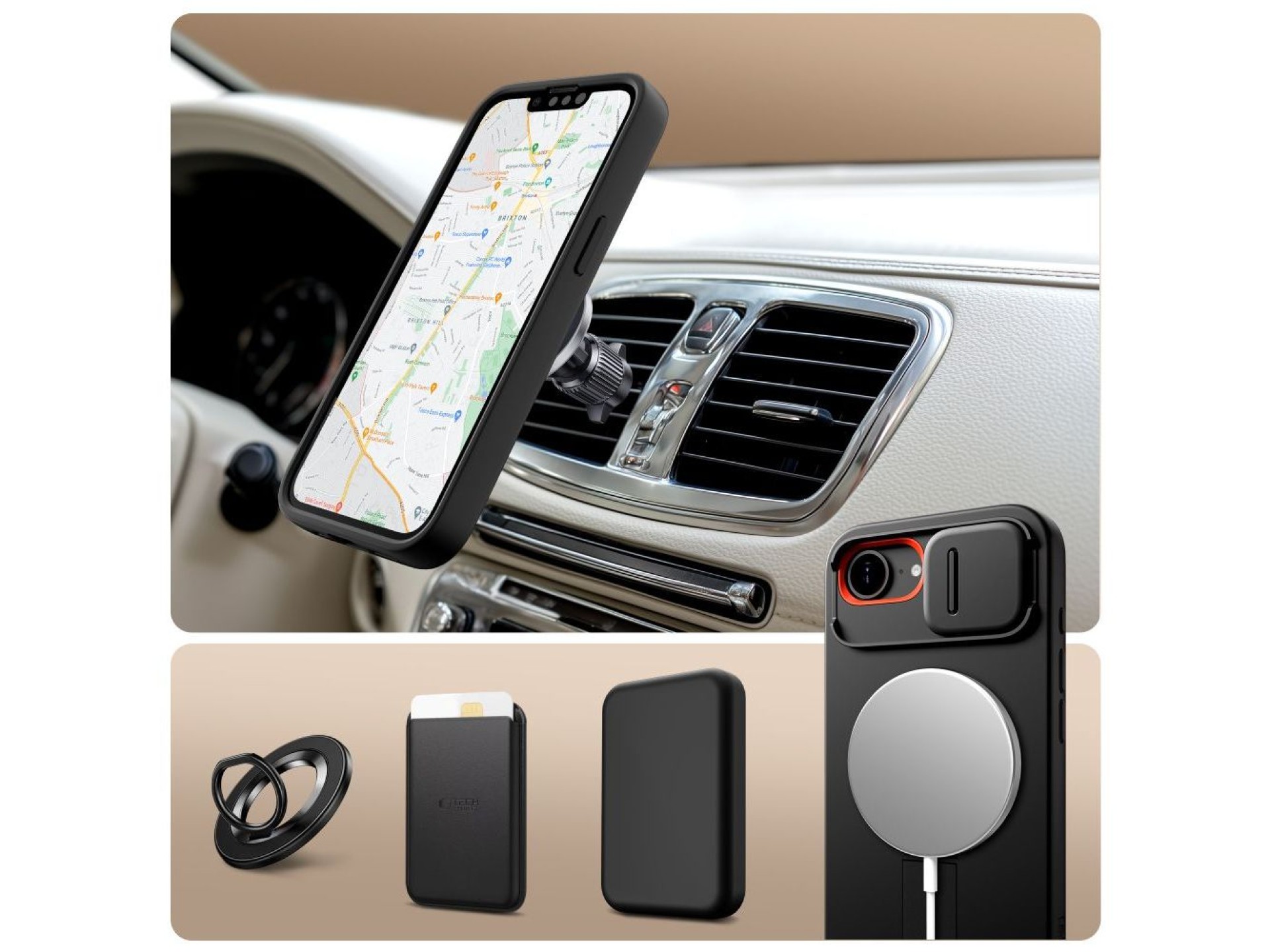 Funda Tech-Protect Kevlar Aura MagSafe para iPhone 16e / 17e - Negra