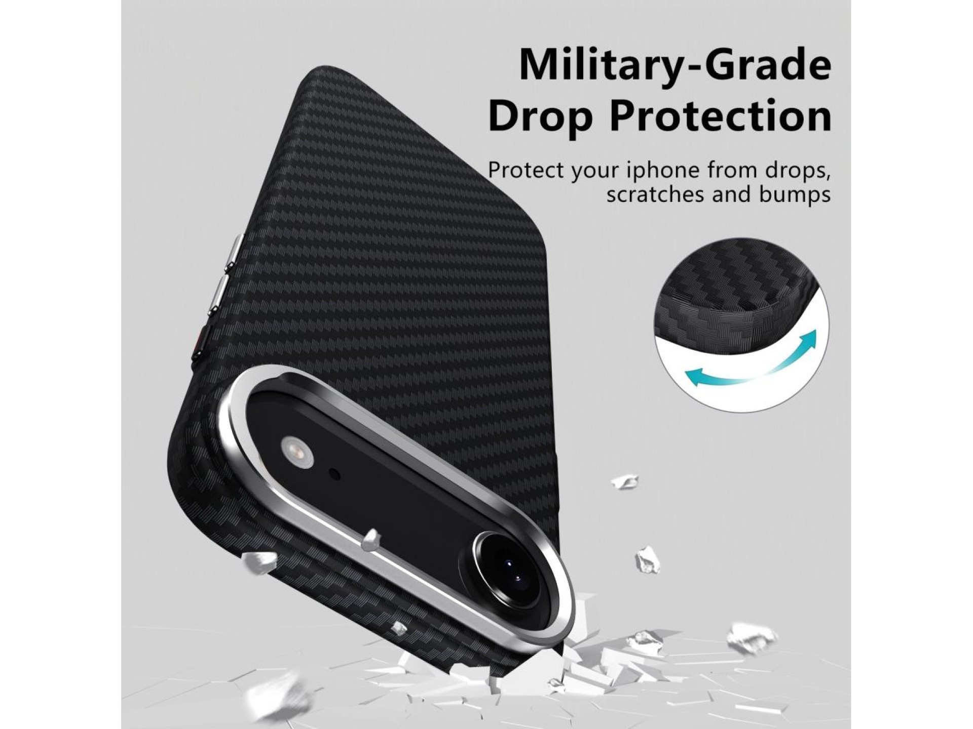 Capa Tech-Protect Ion Carbon MagSafe para iPhone 17 Air - Preto e Prata