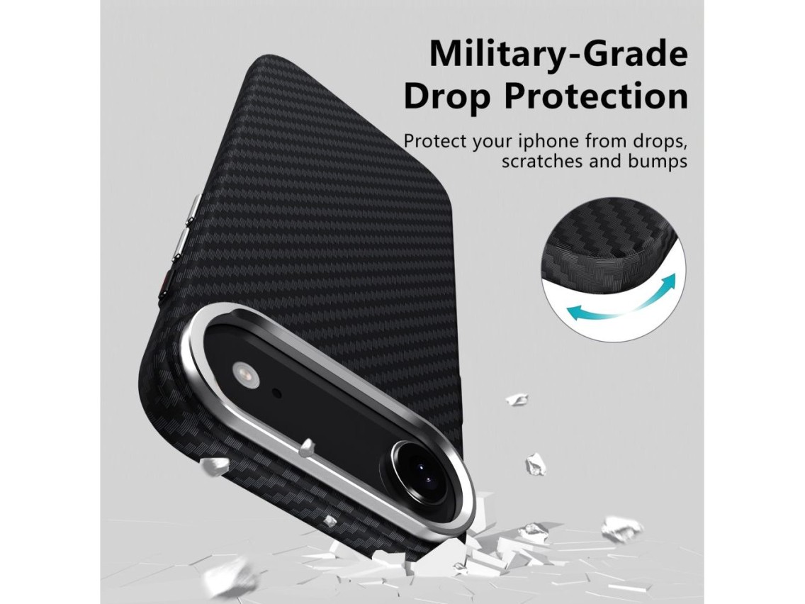 Capa Tech-Protect Ion Carbon MagSafe para iPhone 17 Air - Preto e Prata