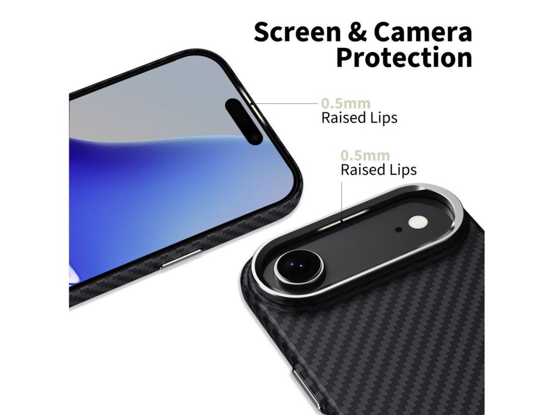 Capa Tech-Protect Ion Carbon MagSafe para iPhone 17 Air - Preto e Prata