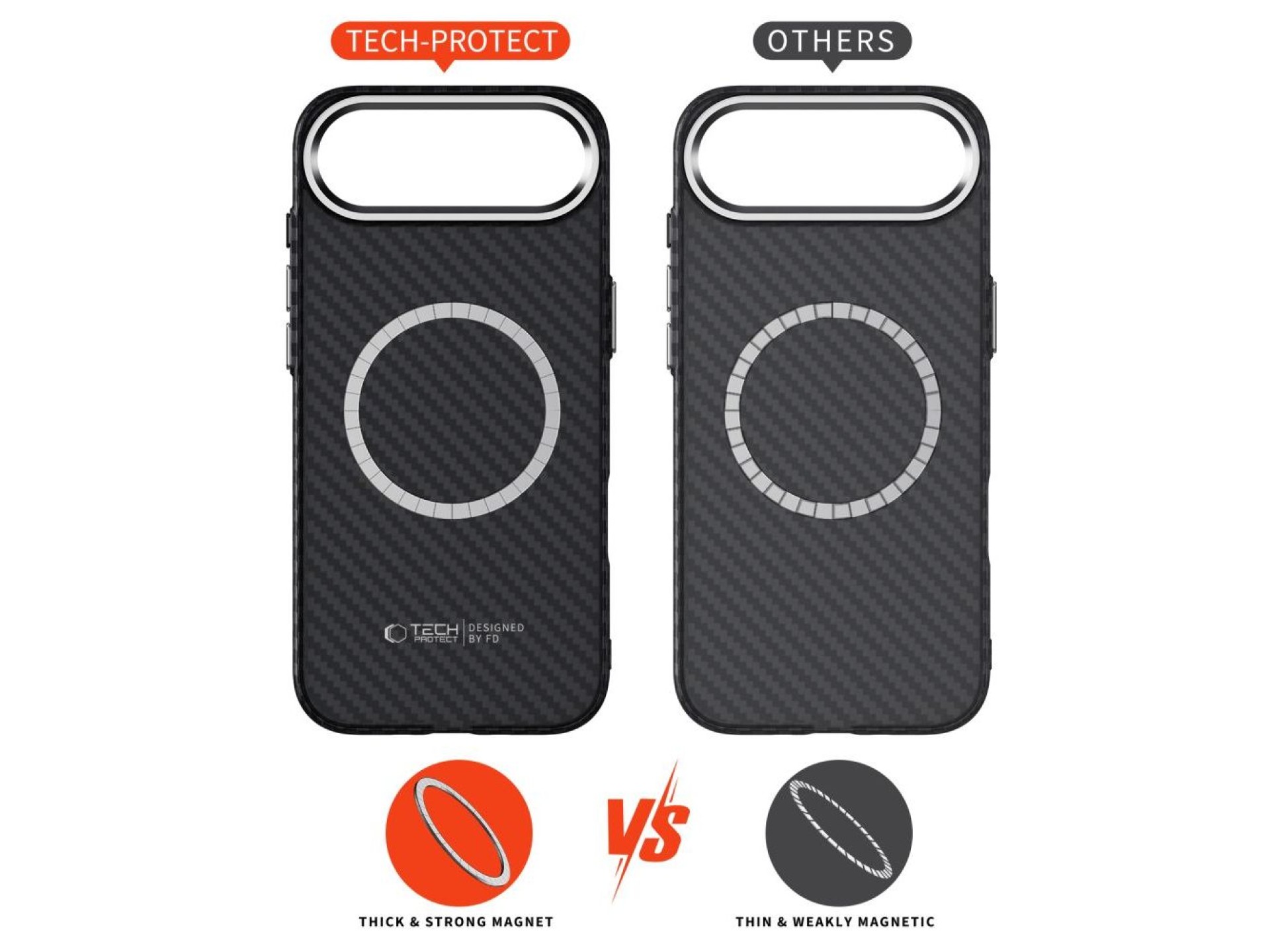 Capa Tech-Protect Ion Carbon MagSafe para iPhone 17 Air - Preto e Prata