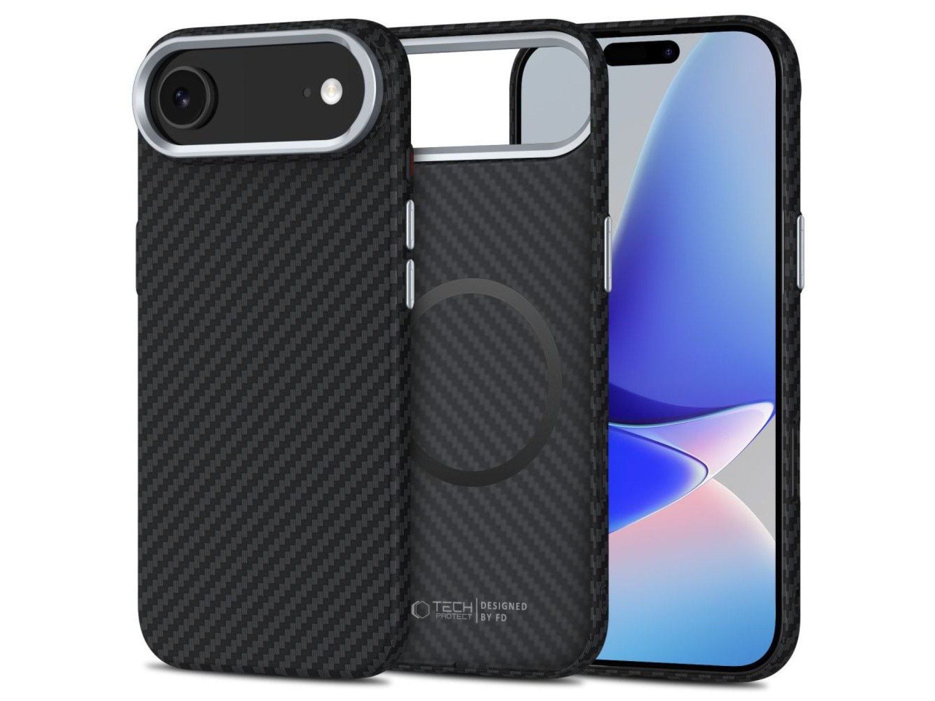 Capa Tech-Protect Ion Carbon MagSafe para iPhone 17 Air - Preto e Prata