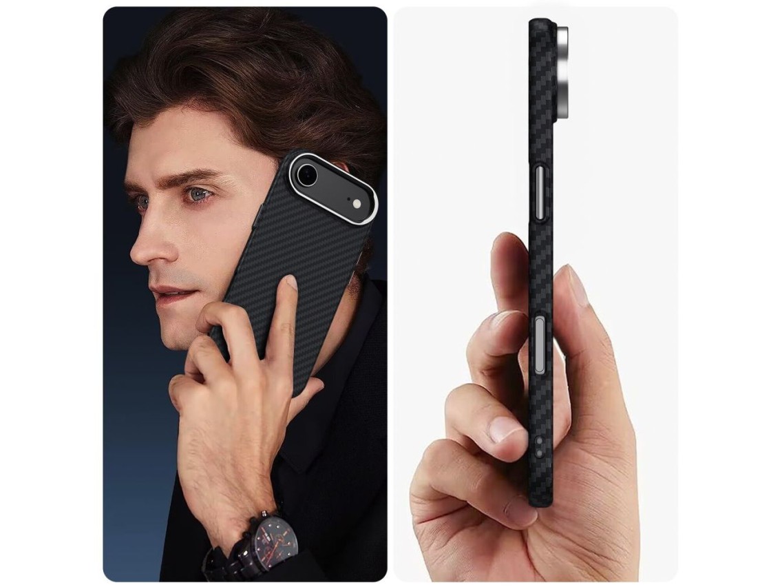Capa Tech-Protect Ion Carbon MagSafe para iPhone 17 Air - Preto e Prata