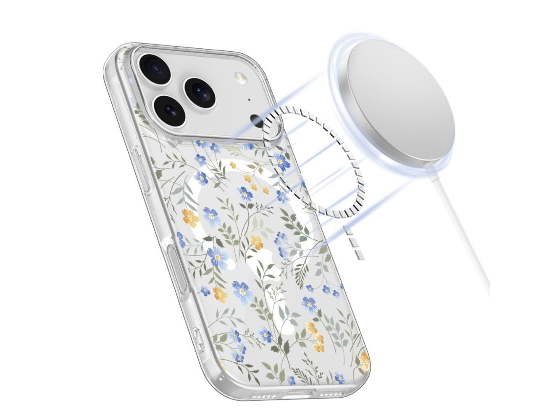 Capa Tech-Protect FlexAir MagSafe para iPhone 17 Pro - Margaridas com Folhas